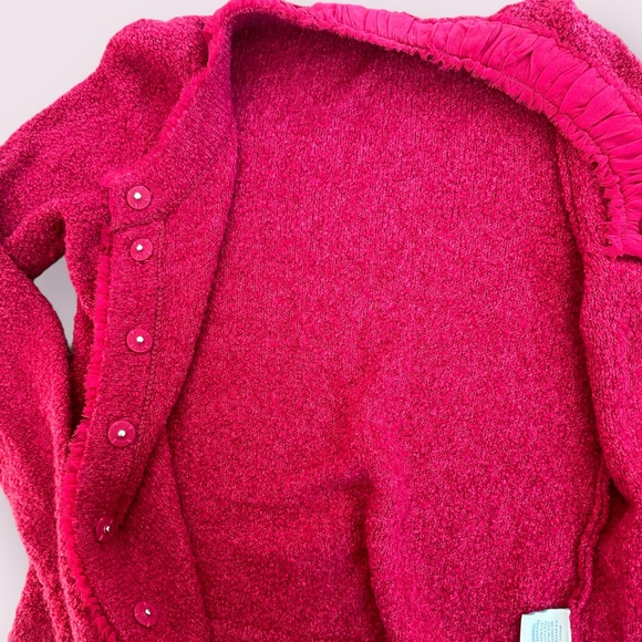 Women’s Boden Wool Cotton Nylon Blend Soft Cardigan With Ruffle Collar Size 8 - Picture 7 of 10